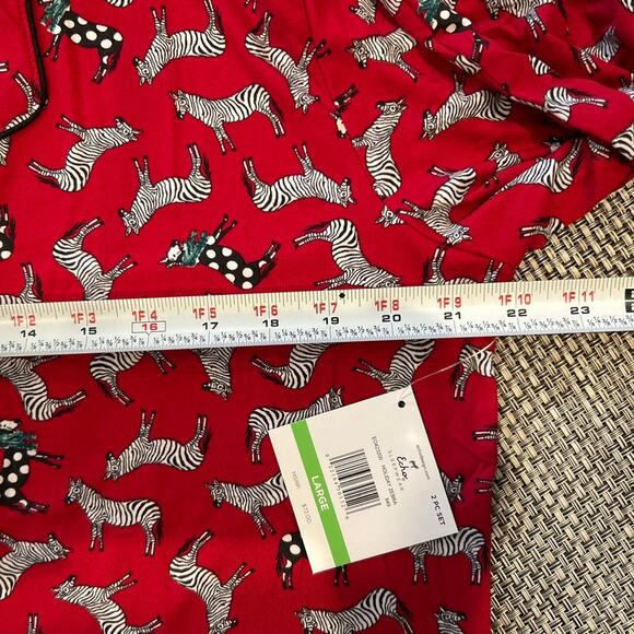 1 ECHO NWT Festive Zebra Notch Pajamas Long Sleeve Button Top Pants Set PJs L - Picture 5 of 10